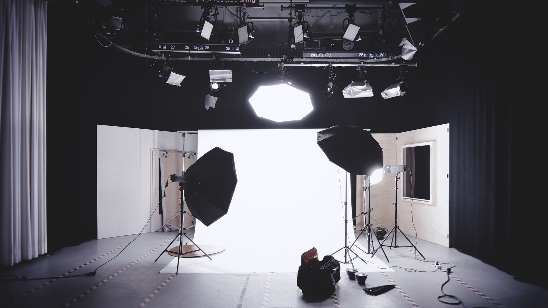 Photo studio white backdrop